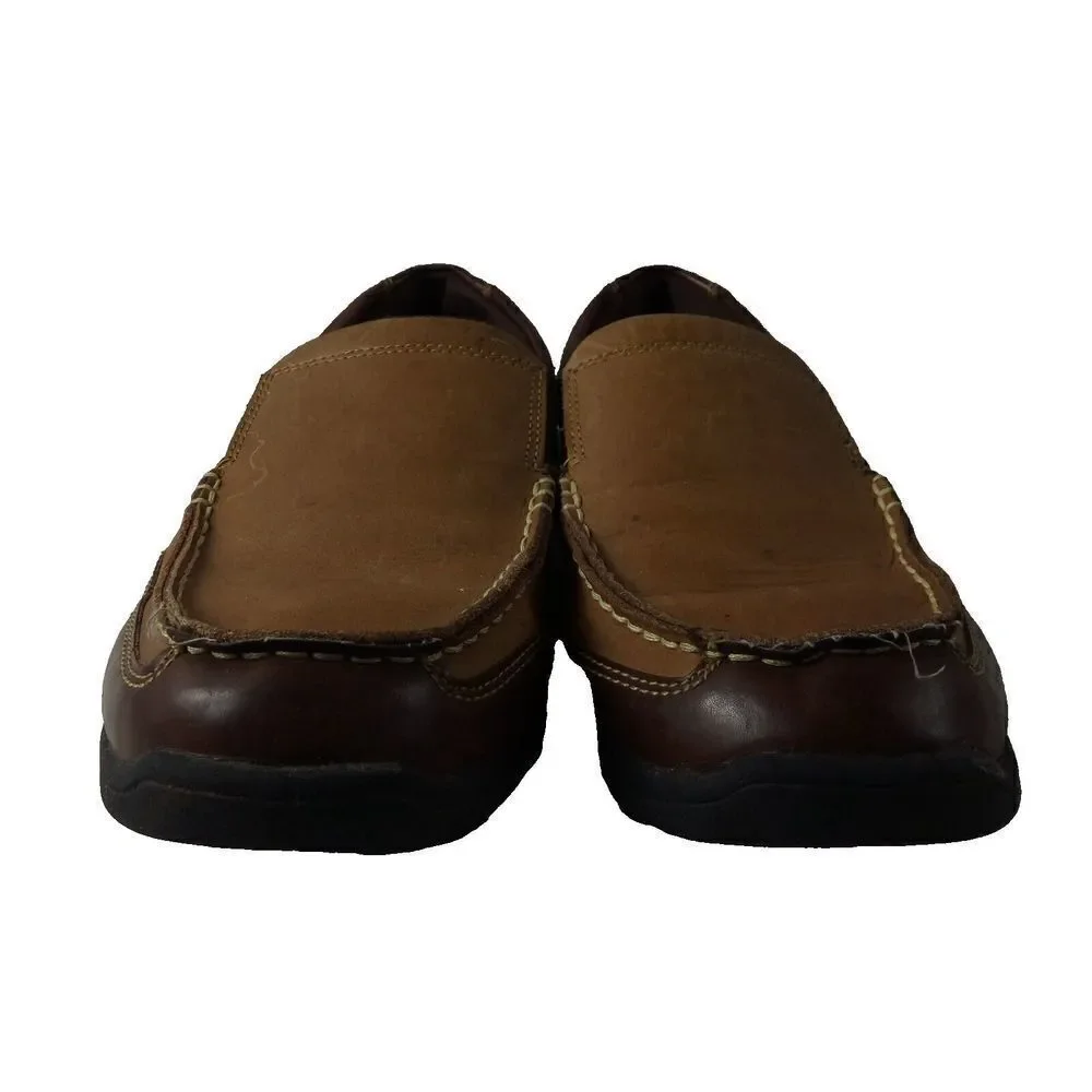Croft & Barrow Two Tone Brown Leather Slip-On Casual Loafer Shoes Size 9.5M